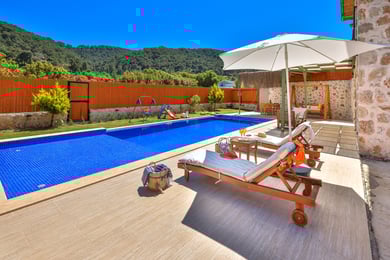 Villa Bonbon, Kalkan Sarıbelen'de, Doğa İçerisinde, Muhafazakar Villa 3