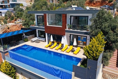 Villa Yelkin, Kalkan Bölgesinde, Deniz Manzaralı, Jakuzili Muhafazakar Villa 1