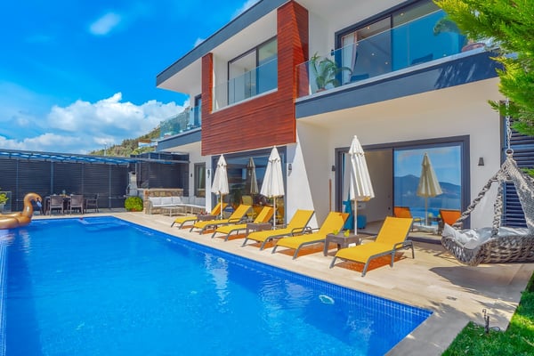 Villa Yelkin, Kalkan Bölgesinde, Deniz Manzaralı, Jakuzili Muhafazakar Villa 3