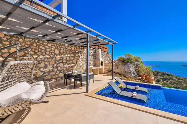 Villa Şan-1, Kalkan Bölgesinde, 2 Odalı, Deniz Manzaralı Villa 2