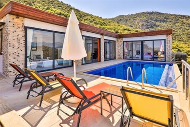 Villa Süslü, Kalkan Bölgesinde, İki Odalı, Korunaklı Havuzlu, Jakuzili Balayı Villası 2