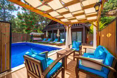 Villa Seyir-1, Kalkan Bölgesinde, İki Odalı, Korunaklı Havuzlu, Doğa Manzaralı, Jakuzili Balayı Villası 3