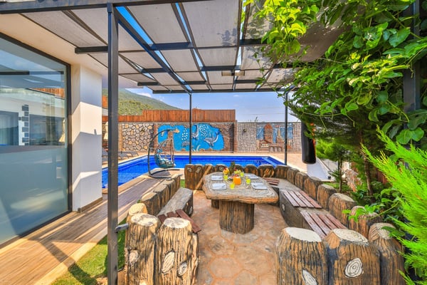 Villa Palmatom-2, Isıtmalı Korunaklı Havuzlu, Süit Odalı, Jakuzili Villa 3