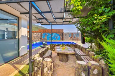Villa Palmatom-2, Isıtmalı Korunaklı Havuzlu, Süit Odalı, Jakuzili Villa 3