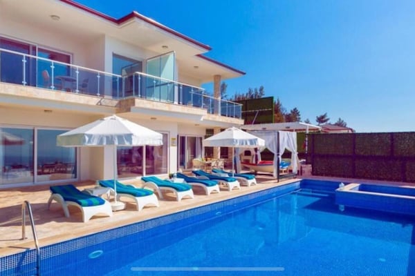 Villa Alkimedon, Kalkan Bölgesinde, Çift Jakuzili, 3 Odalı, Deniz Manzaralı Villa 1