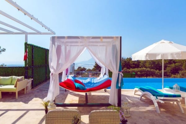 Villa Alkimedon, Kalkan Bölgesinde, Çift Jakuzili, 3 Odalı, Deniz Manzaralı Villa 3